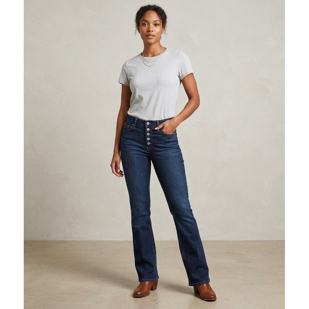 Silver Jeans Co Suki Slim‎ Boot Jeans W33 L33 Dark Indigo Button Fly Denim